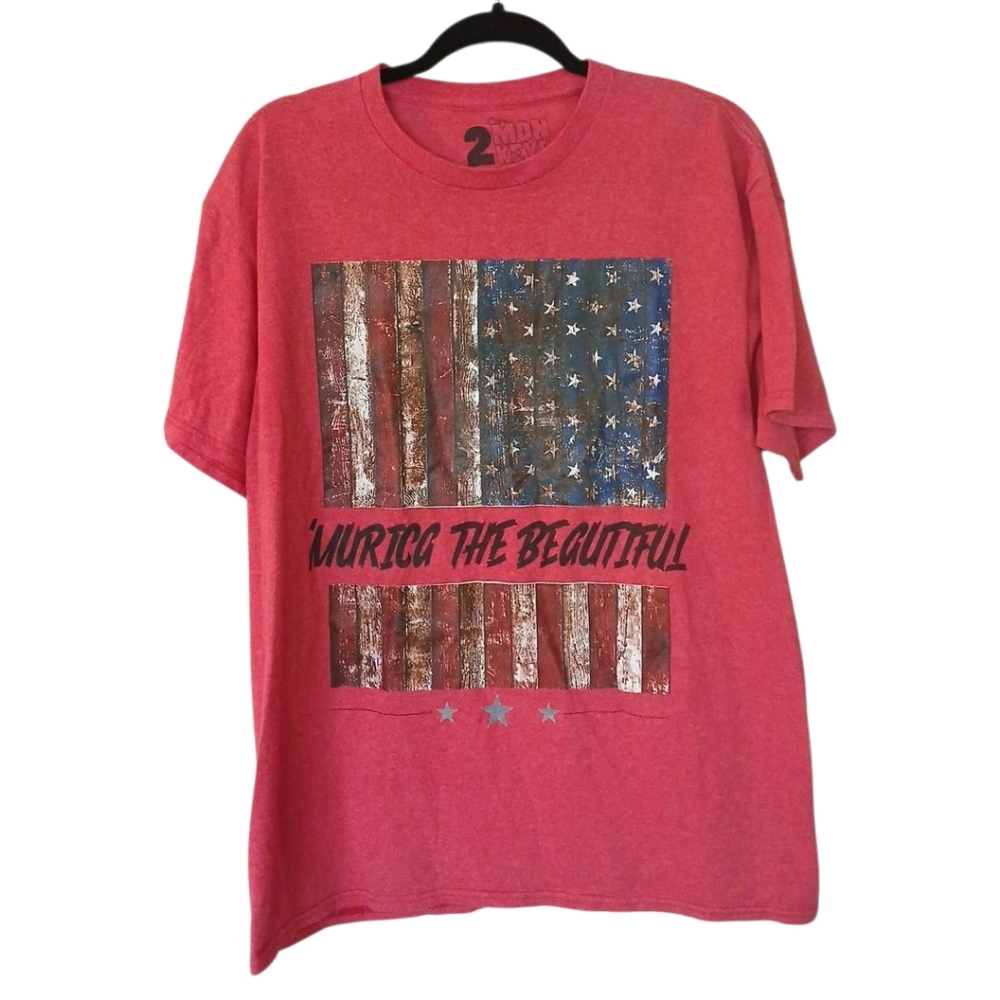 2 Monkeys Patriotic American Flag T  'Murica The Beautiful Size Large